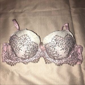 Lace Balconette Bra - Pink and Ivory